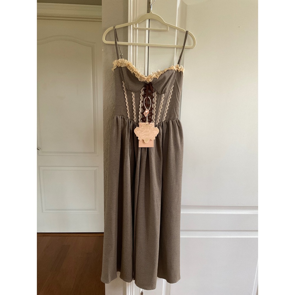 Lace Made Wheatfall Manor Dress Brown Houndstooth Size Small New With Tags - Picture 5 of 8